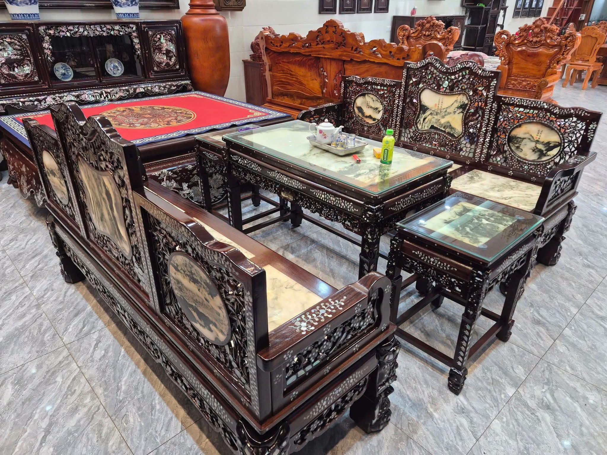 bộ bàn ghế Tam SƠN 5 món gụ ta khảm ốc toàn diện