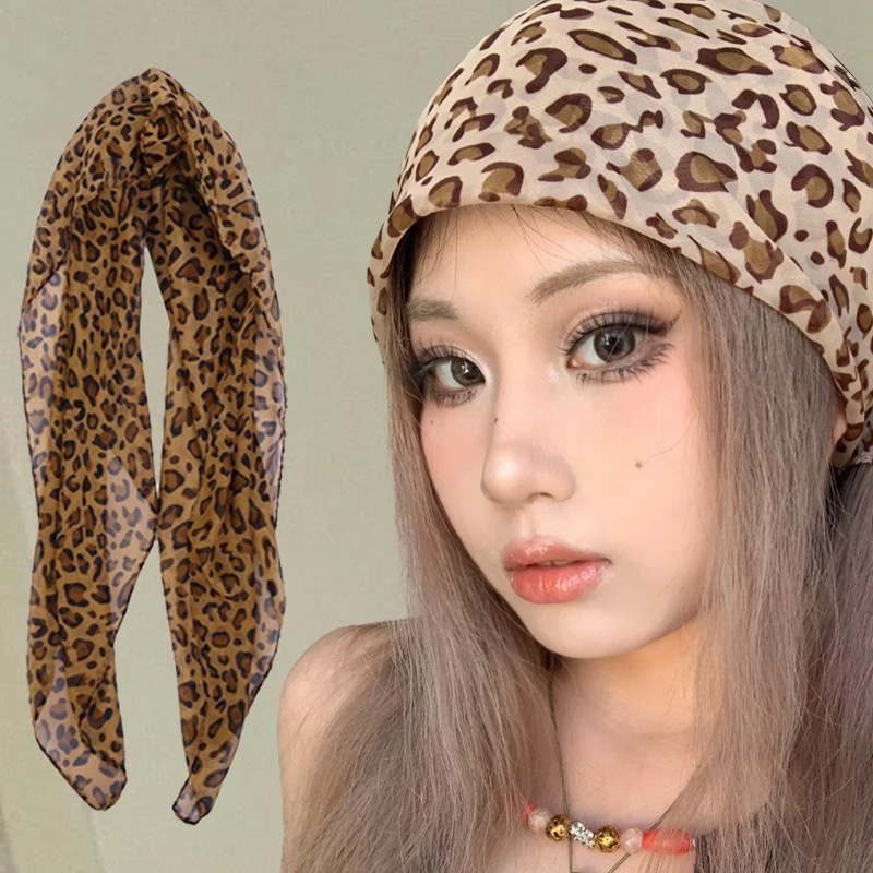 ￼Báo In Hippop bandana Khăn Trùm Đầu vải chiffon Y2K cao cấp khăn lụa khăn turban bandana G101