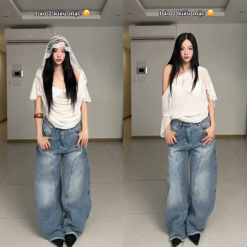 Áo dệt kim phối mũ 2 lớp phối bra ren